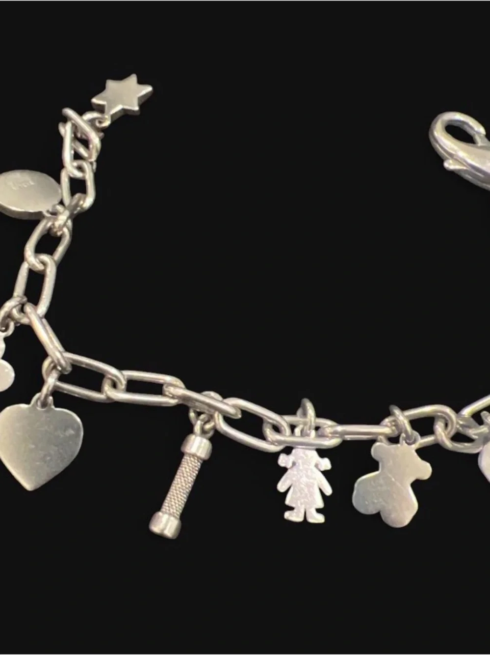 Tous Silver-tone Charm Bracelet with Heart, Star & Teddy Charms